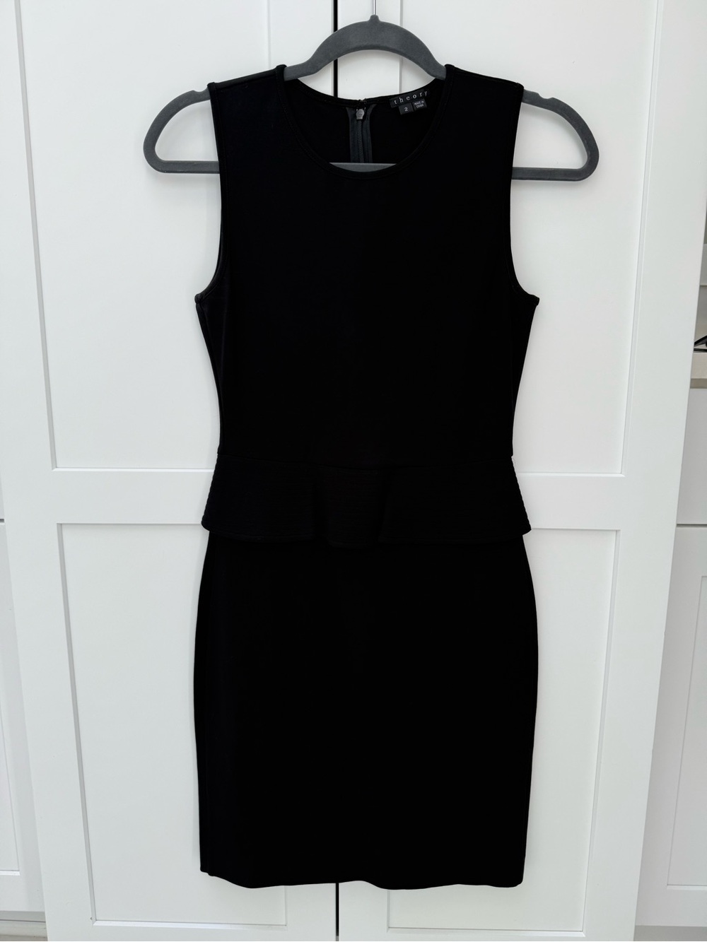 Theory Black Dellera Peplum Sheath Dress